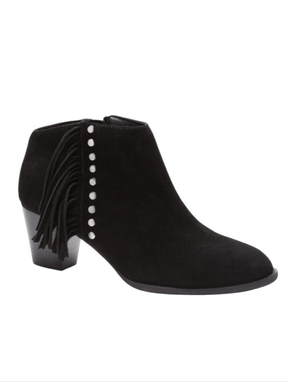 Vionic Faros Fringe Ankle Boot Black Suede Studded Women's 8.5